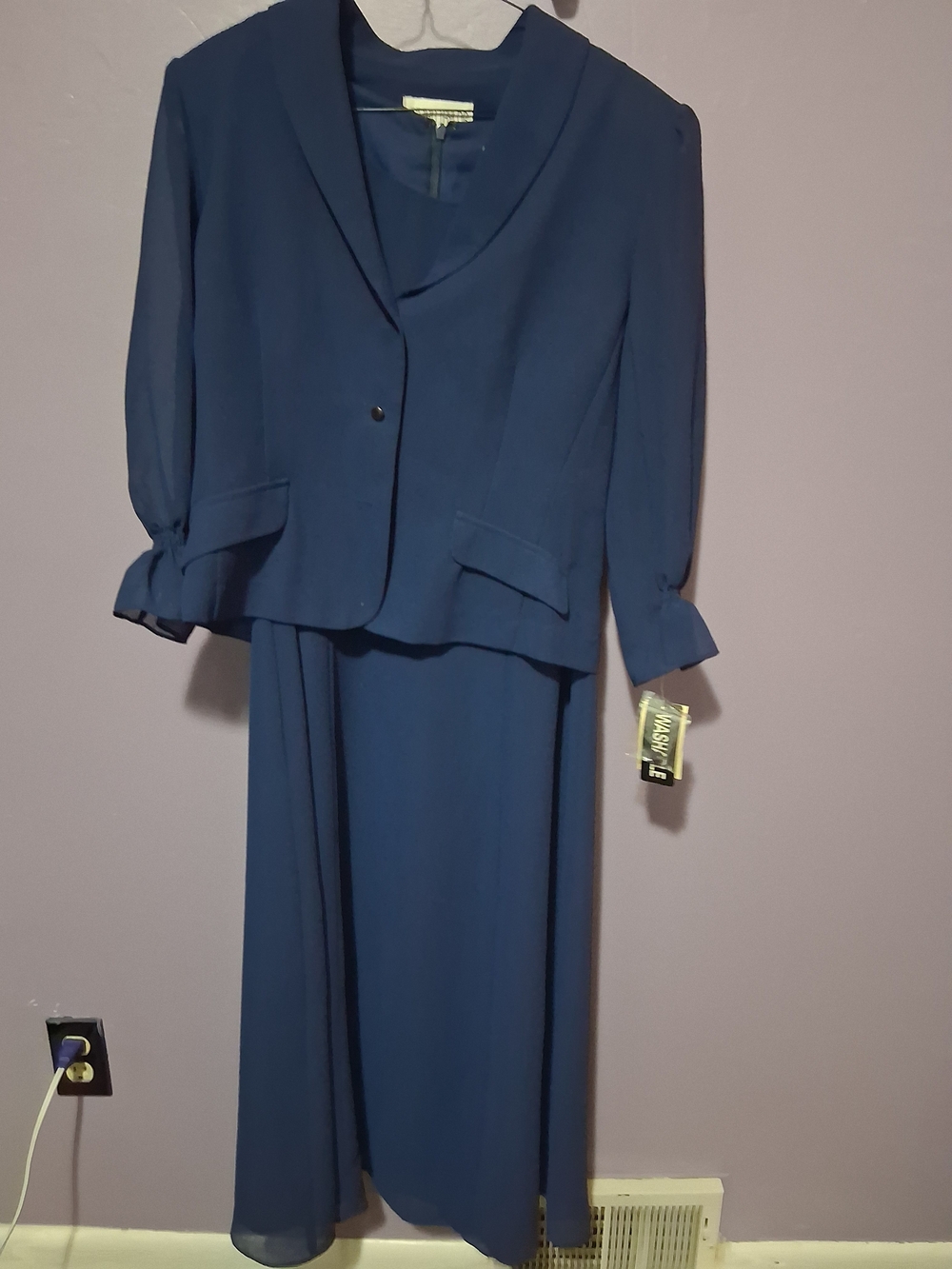 Julian Taylor Navy Blue Maxi Dress with Matching Jacket
